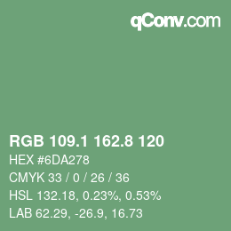 Color code: RGB 109.1 162.8 120 | qconv.com