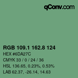 Color code: RGB 109.1 162.8 124 | qconv.com