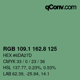カラーコード: RGB 109.1 162.8 125 | qconv.com