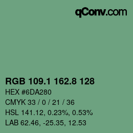 カラーコード: RGB 109.1 162.8 128 | qconv.com