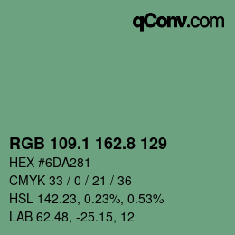 Color code: RGB 109.1 162.8 129 | qconv.com