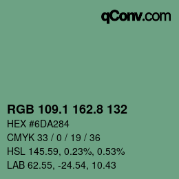 カラーコード: RGB 109.1 162.8 132 | qconv.com