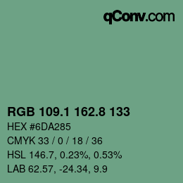 カラーコード: RGB 109.1 162.8 133 | qconv.com