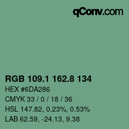 Color code: RGB 109.1 162.8 134 | qconv.com