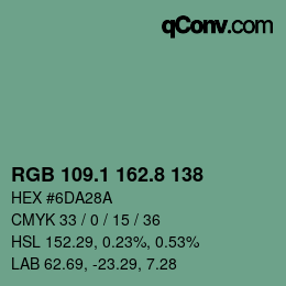 Color code: RGB 109.1 162.8 138 | qconv.com