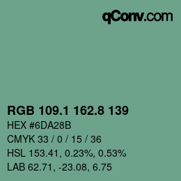 Color code: RGB 109.1 162.8 139 | qconv.com