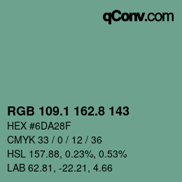 Color code: RGB 109.1 162.8 143 | qconv.com
