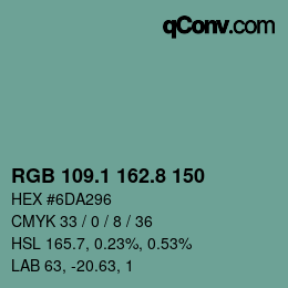 Farbcode: RGB 109.1 162.8 150 | qconv.com