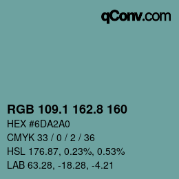Color code: RGB 109.1 162.8 160 | qconv.com