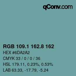 Color code: RGB 109.1 162.8 162 | qconv.com