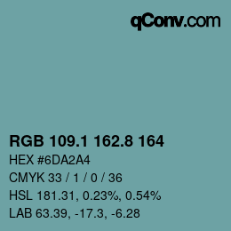 Color code: RGB 109.1 162.8 164 | qconv.com