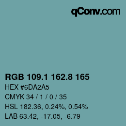 Código de color: RGB 109.1 162.8 165 | qconv.com