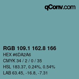 カラーコード: RGB 109.1 162.8 166 | qconv.com