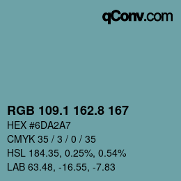 Color code: RGB 109.1 162.8 167 | qconv.com