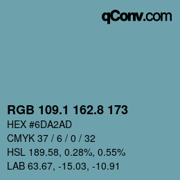 カラーコード: RGB 109.1 162.8 173 | qconv.com