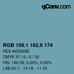 Color code: RGB 109.1 162.8 174 | qconv.com