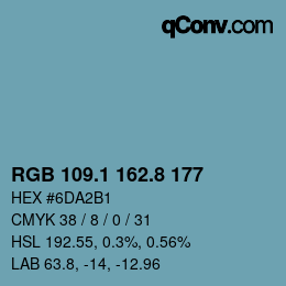Color code: RGB 109.1 162.8 177 | qconv.com