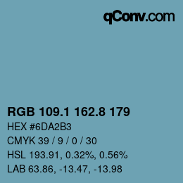 Color code: RGB 109.1 162.8 179 | qconv.com