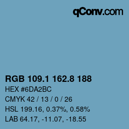 Farbcode: RGB 109.1 162.8 188 | qconv.com