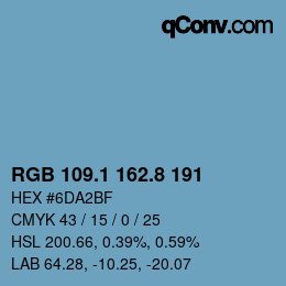 カラーコード: RGB 109.1 162.8 191 | qconv.com