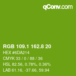 カラーコード: RGB 109.1 162.8 20 | qconv.com