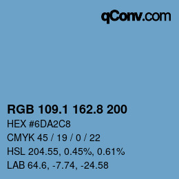 Color code: RGB 109.1 162.8 200 | qconv.com