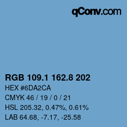Color code: RGB 109.1 162.8 202 | qconv.com