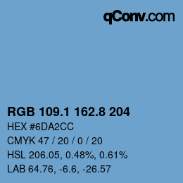 カラーコード: RGB 109.1 162.8 204 | qconv.com