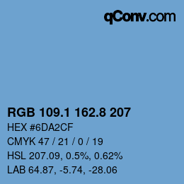 Farbcode: RGB 109.1 162.8 207 | qconv.com