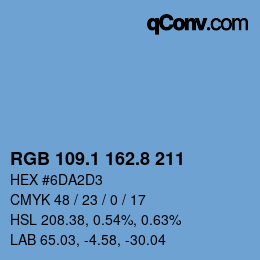 カラーコード: RGB 109.1 162.8 211 | qconv.com