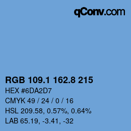 Color code: RGB 109.1 162.8 215 | qconv.com
