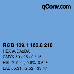 カラーコード: RGB 109.1 162.8 218 | qconv.com