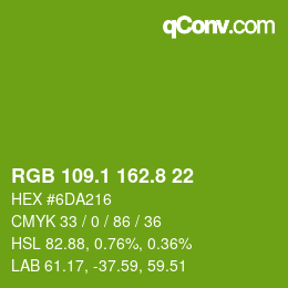 カラーコード: RGB 109.1 162.8 22 | qconv.com