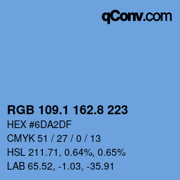 カラーコード: RGB 109.1 162.8 223 | qconv.com
