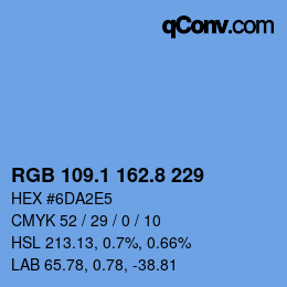 Code couleur: RGB 109.1 162.8 229 | qconv.com