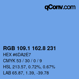Color code: RGB 109.1 162.8 231 | qconv.com