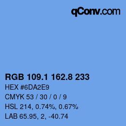 カラーコード: RGB 109.1 162.8 233 | qconv.com