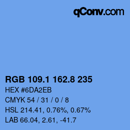 Color code: RGB 109.1 162.8 235 | qconv.com