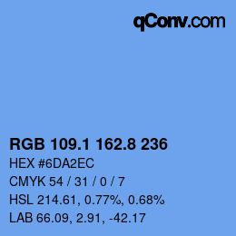 Color code: RGB 109.1 162.8 236 | qconv.com