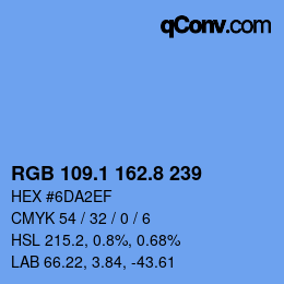 カラーコード: RGB 109.1 162.8 239 | qconv.com