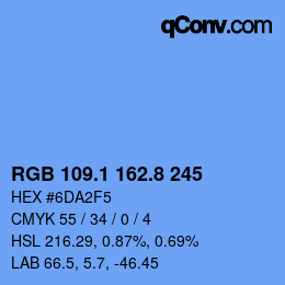 Color code: RGB 109.1 162.8 245 | qconv.com