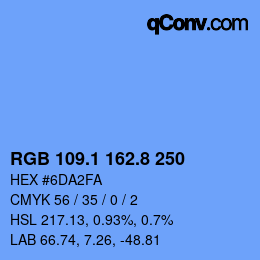 Farbcode: RGB 109.1 162.8 250 | qconv.com