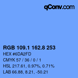 カラーコード: RGB 109.1 162.8 253 | qconv.com