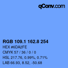 カラーコード: RGB 109.1 162.8 254 | qconv.com