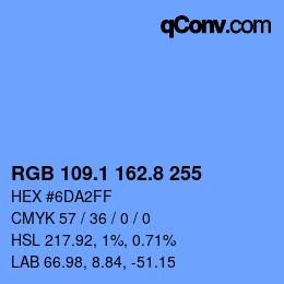 Code couleur: RGB 109.1 162.8 255 | qconv.com