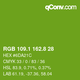 カラーコード: RGB 109.1 162.8 28 | qconv.com