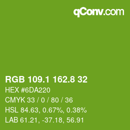 カラーコード: RGB 109.1 162.8 32 | qconv.com