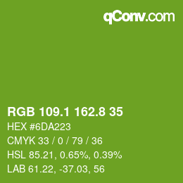 カラーコード: RGB 109.1 162.8 35 | qconv.com
