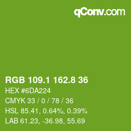 カラーコード: RGB 109.1 162.8 36 | qconv.com