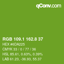 カラーコード: RGB 109.1 162.8 37 | qconv.com